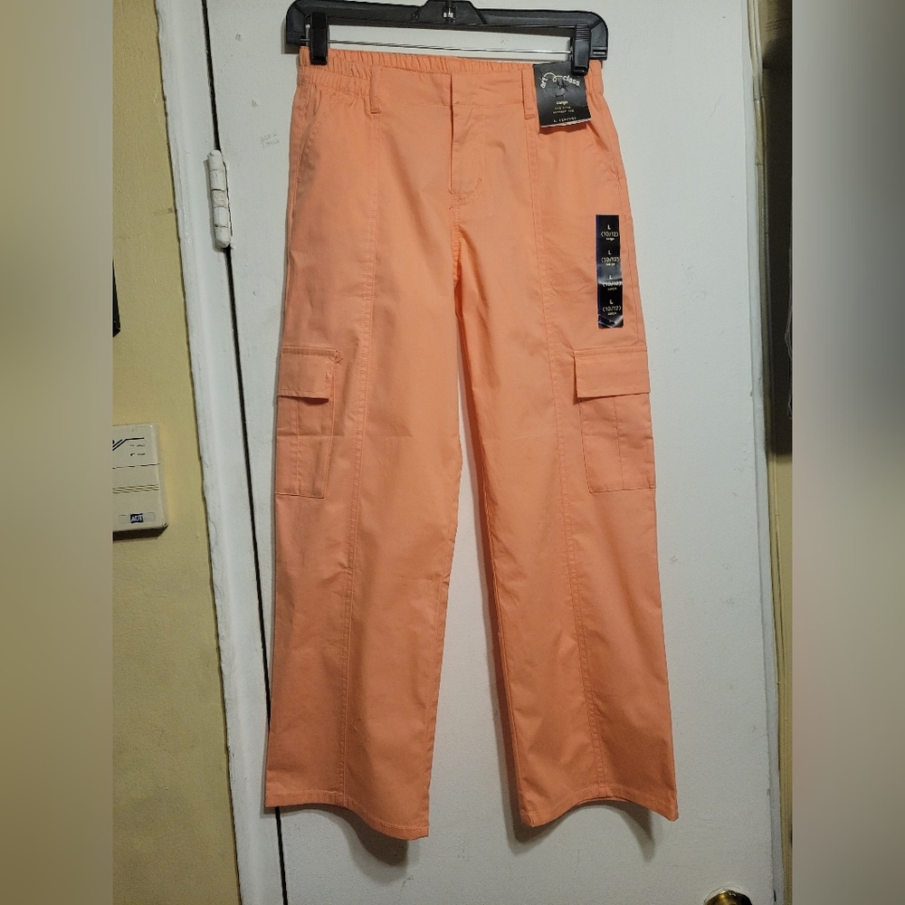 Art Class Kids Formal Pom Pom Pink Cargo Mid Rise Relaxed Leg Pants SZ L…